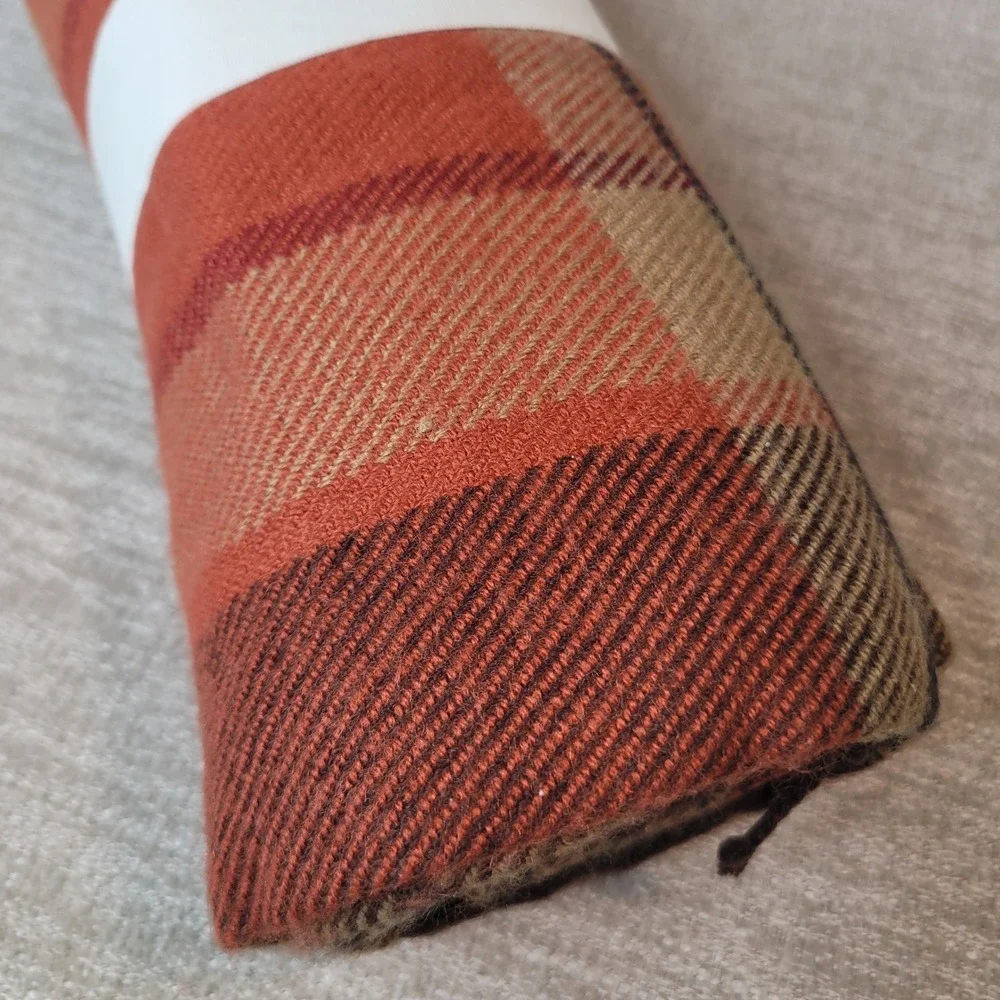Pottery Barn Ronan Plaid Throw Blanket Brown Tan Orange 50x60 NEW w Tags Fall